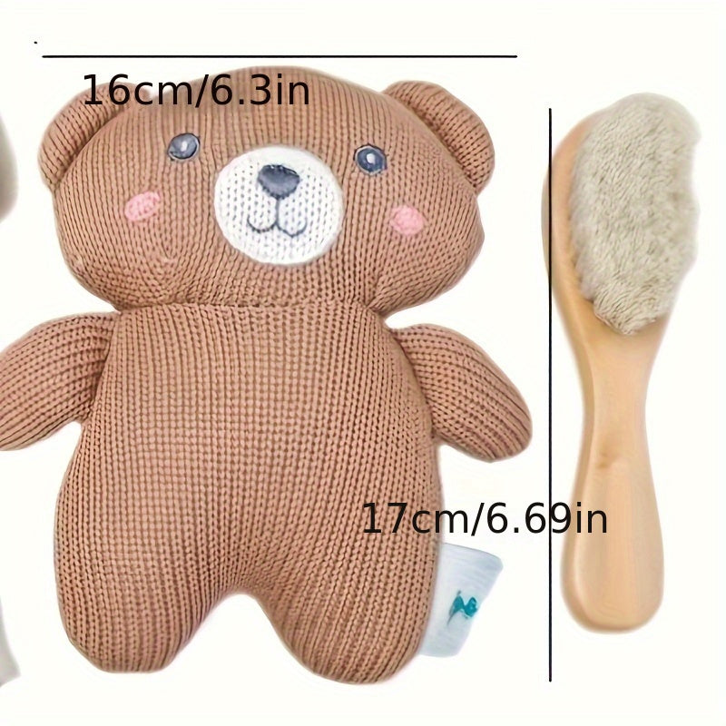 Набор подарков для новорожденного с одеялом, погремушкой, прорезывателем и щеткой для волос в памятной корзине