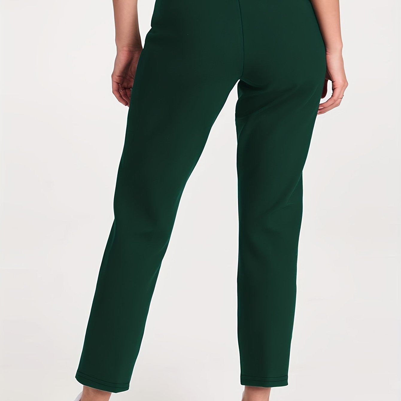 Pantalones rectos de talla grande para mujer, de poliéster y mezcla, casuales, de color sólido