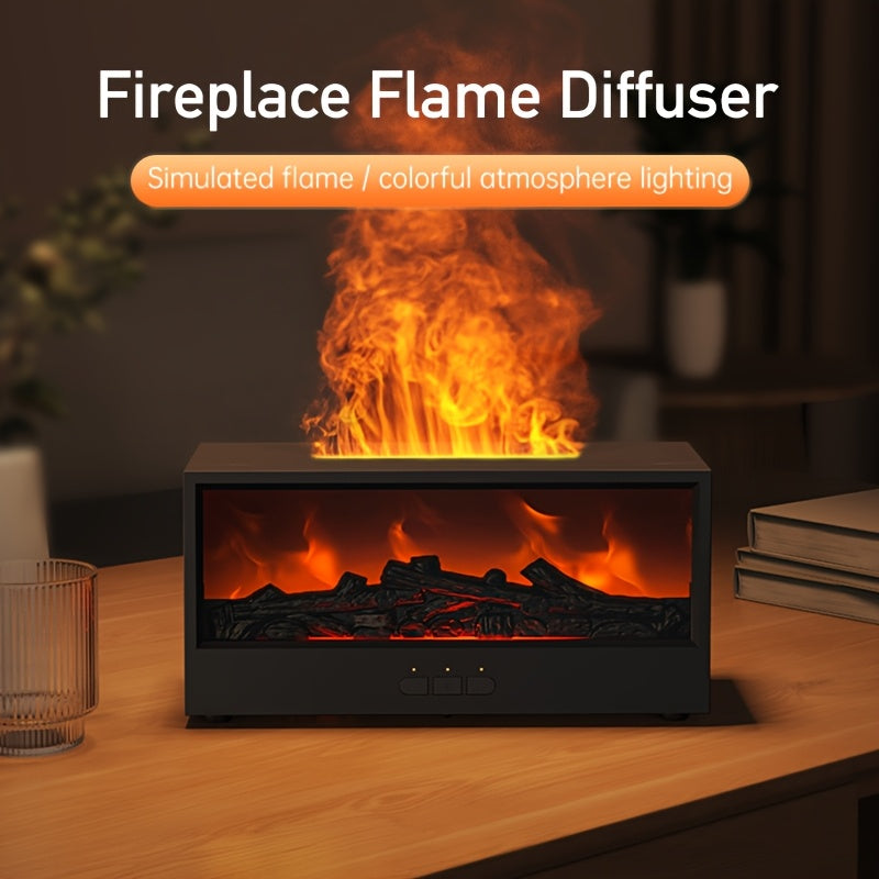 Flame Effect Fireplace Diffuser Essential Oil Humidifier with Nightlight