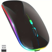 Wireless Illuminated Rechargeable Dual-Mode Office Mouse for Laptops Desktops Tablets