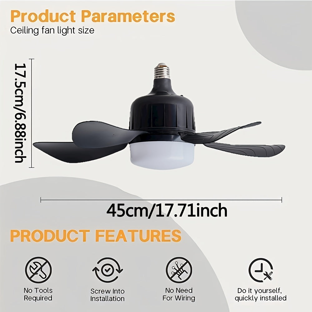 Black Ceiling Fan Light 45cm Dimmable LED Remote Control Indoor Air Circulation