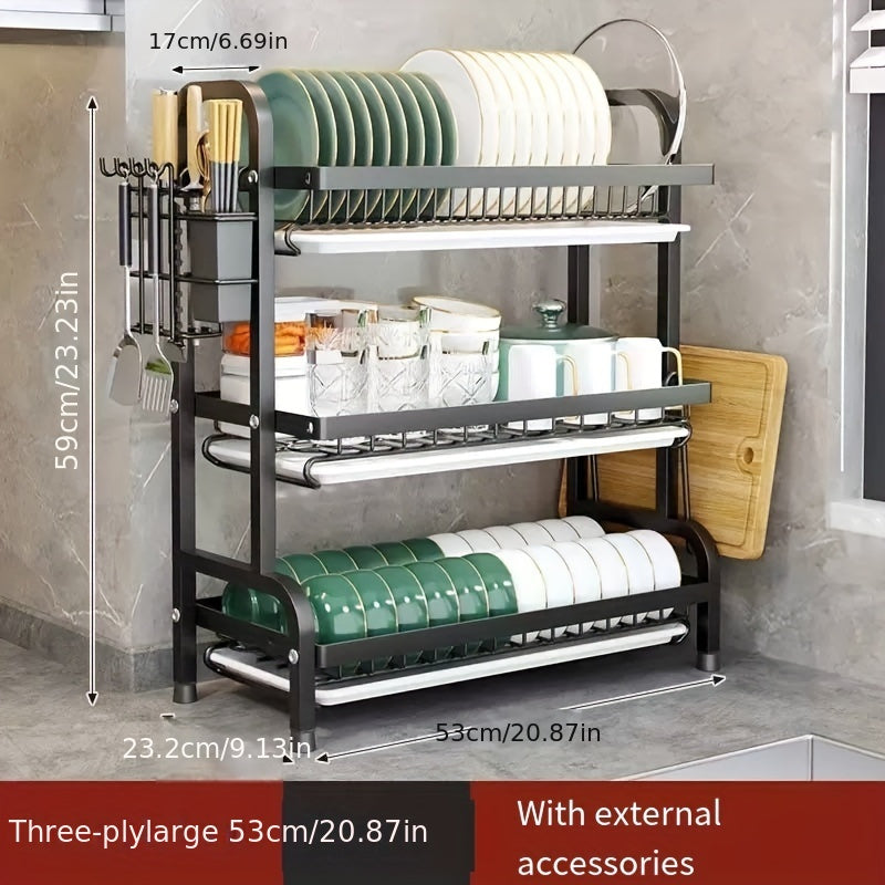 Halloween and Christmas Stainless Steel Dish Draining Rack with Tableware Storage