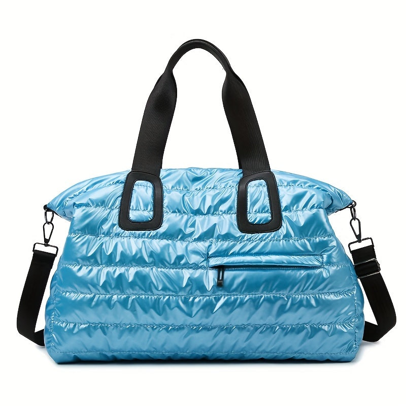 Oxford Cloth Travel Bag with Wet Dry Separation Sports Style Lightweight for Business Travel and School Black White