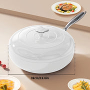 Premium Non-Stick Cast Iron Wok with Lid in Chinese Red Gift Box Set - Electric va Gaz pechlari uchun mos - Uyda pishirish uchun mukammal - 1 dona