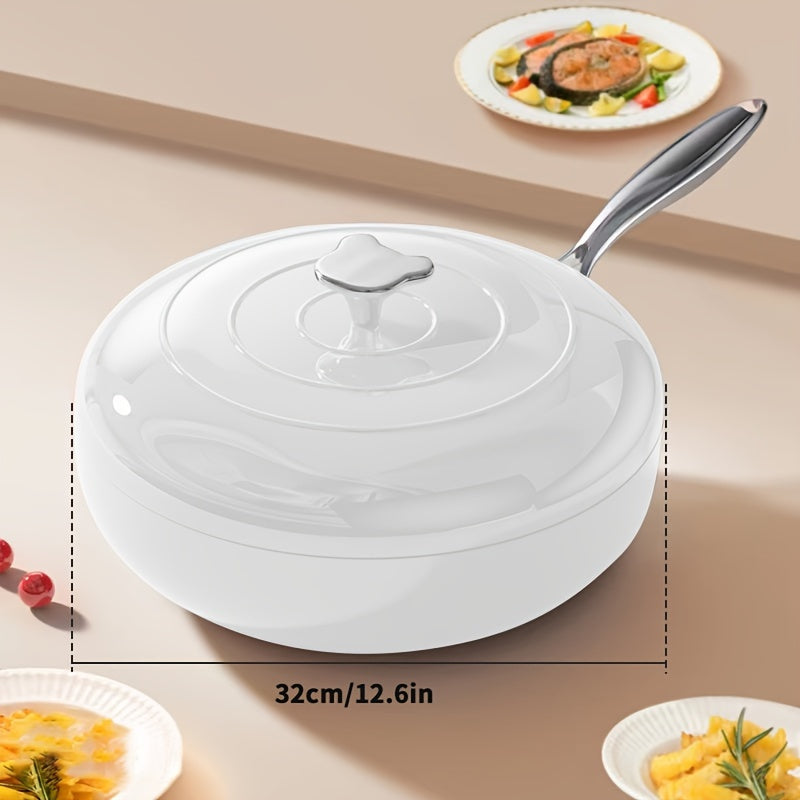 Premium Non-Stick Cast Iron Wok with Lid in Chinese Red Gift Box Set - Electric va Gaz pechlari uchun mos - Uyda pishirish uchun mukammal - 1 dona