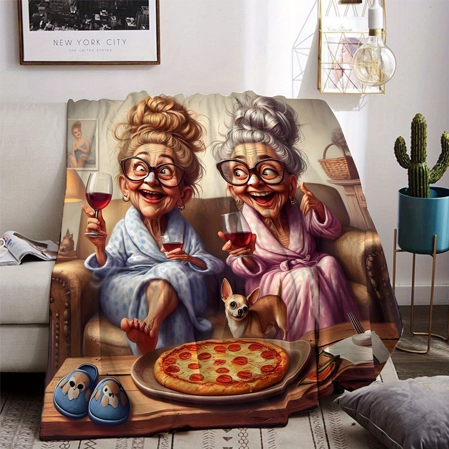 Flannel Throw Blanket for Adults Soft Knitted Polyester Cozy Gift for Elderly