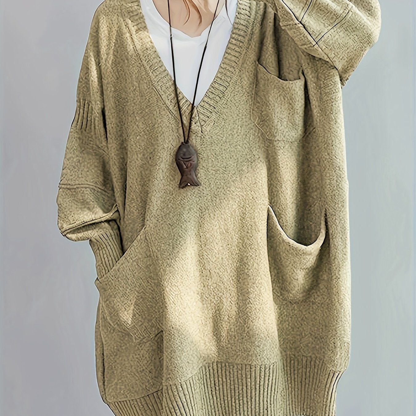 Women's V-Neck Pullover Sweater Viscose Knit Fall Winter Solid Color