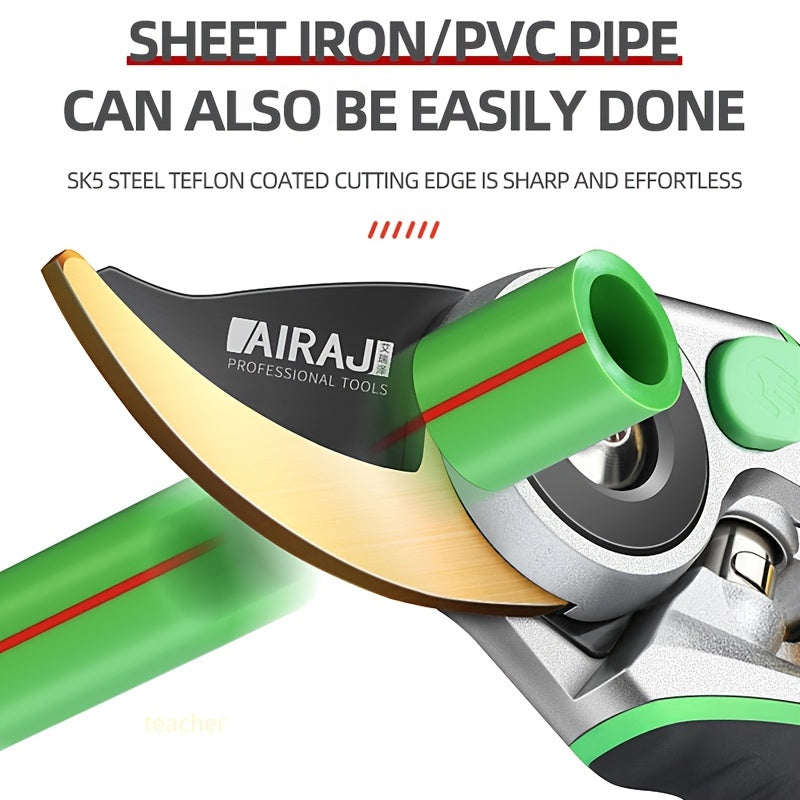 AIRAJ ergonomik qirqish qaychisi, oson shox kesish uchun ultra o'tkir pichoq bilan, qulay tutqichlar bilan, meva daraxtlari, gullar va bog'dorchilik ishlariga ideal.