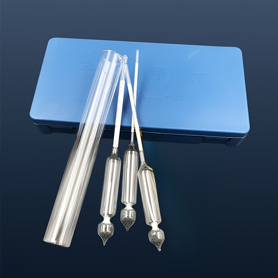 Alcohol Testing Kit with Three Test Tubes for Home Brewing Liquor Concentration and Density Check