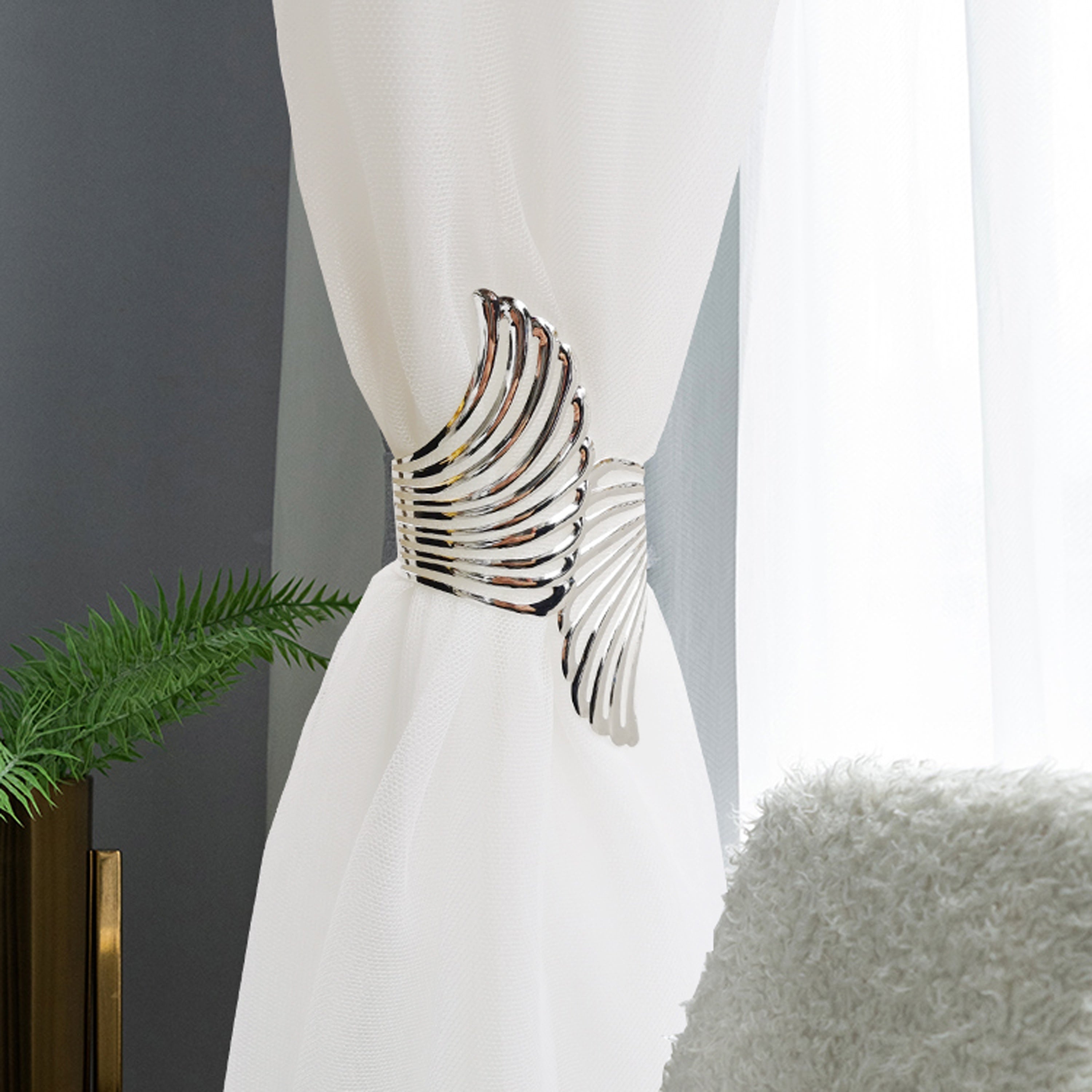 Golden Metal Angel Wing Curtain Clips Spring-Open Tiebacks for Living Room Bedroom