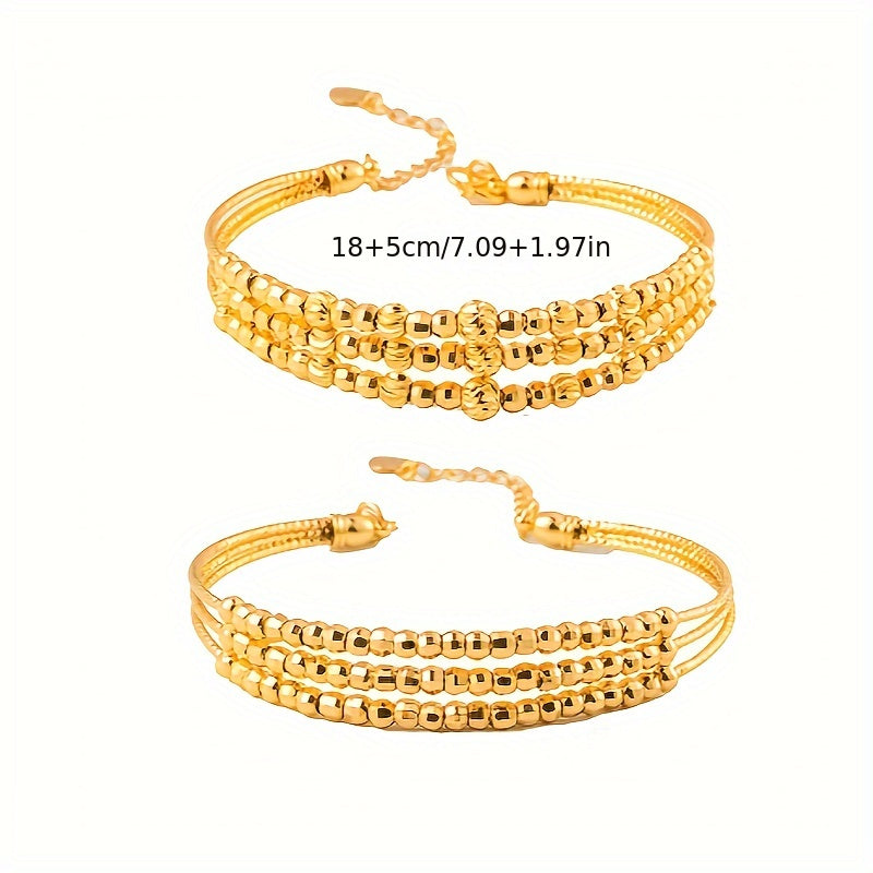Bohemian Beaded Bracelet with 24K Gold Plated Brass Laser Beads for Women