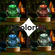 6cm 3D Solar System Crystal Ball with Multicolor LED Base for Astronomy Enthusiasts
