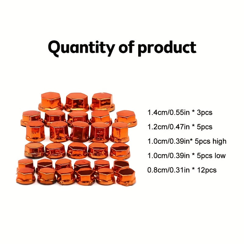 Motorcycle Car Bicycle Decorative Nut Bolt Cap Cover 30 Pack Chrome