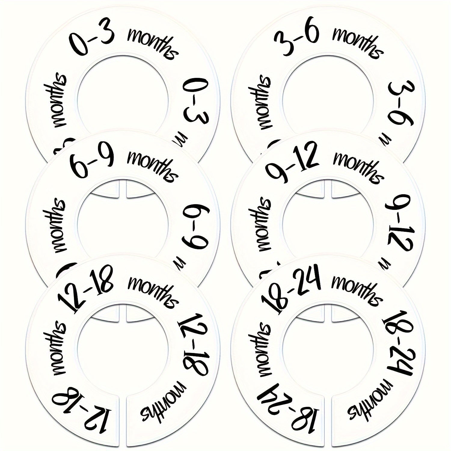 Набор из 6 разделителей для детских шкафов на размеры 0-24 месяца, двусторонние, прозрачные ярлыки