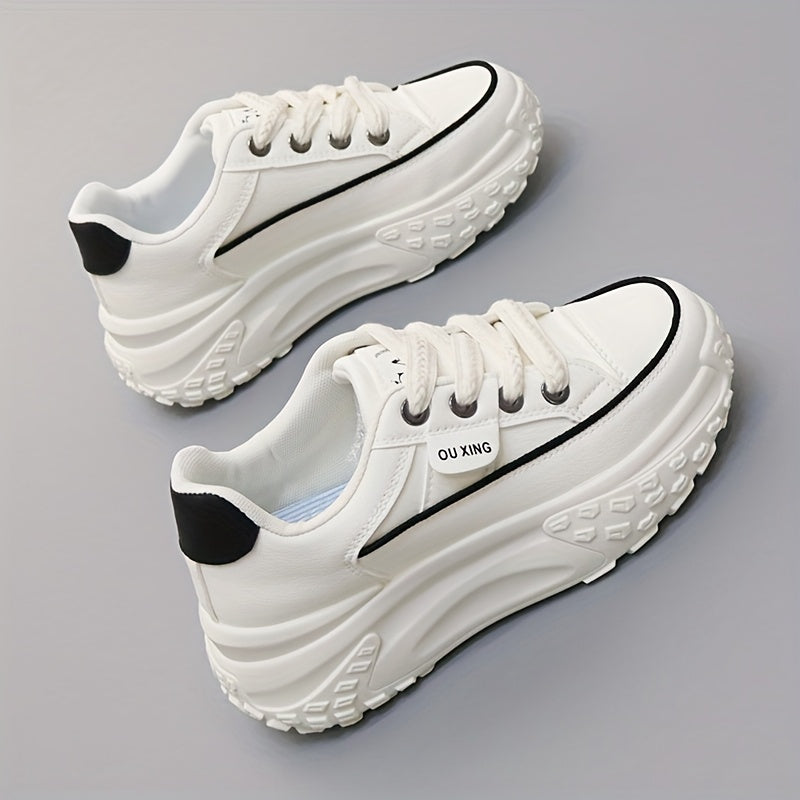 Women's Thick-Soled Comfortable White Casual Sneakers