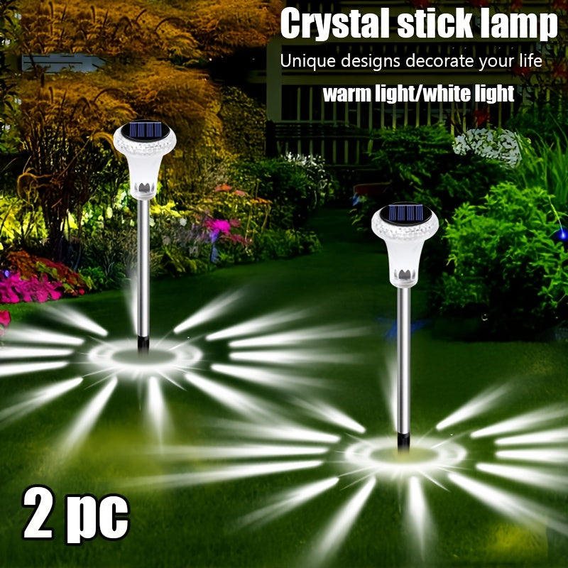 2pcs Solar Powered LED Garden Lights Outdoor Pathway Landscape Yard Waterproof