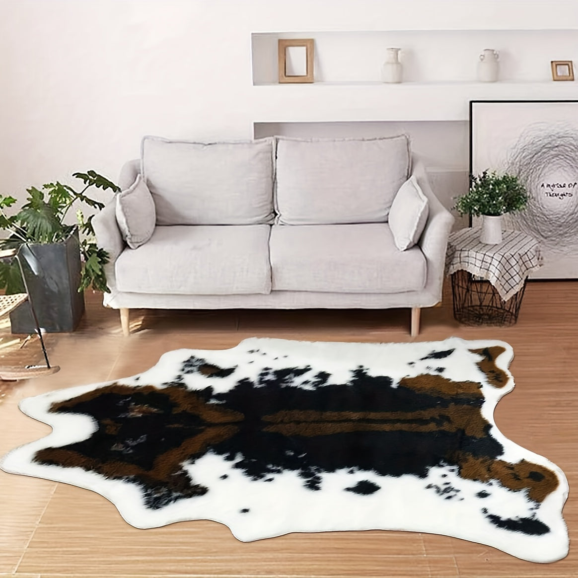 Premium Faux Cowhide Rug Katta Buzoq Chizigʻi bilan Yotoqxona va Yashash Xonasi uchun