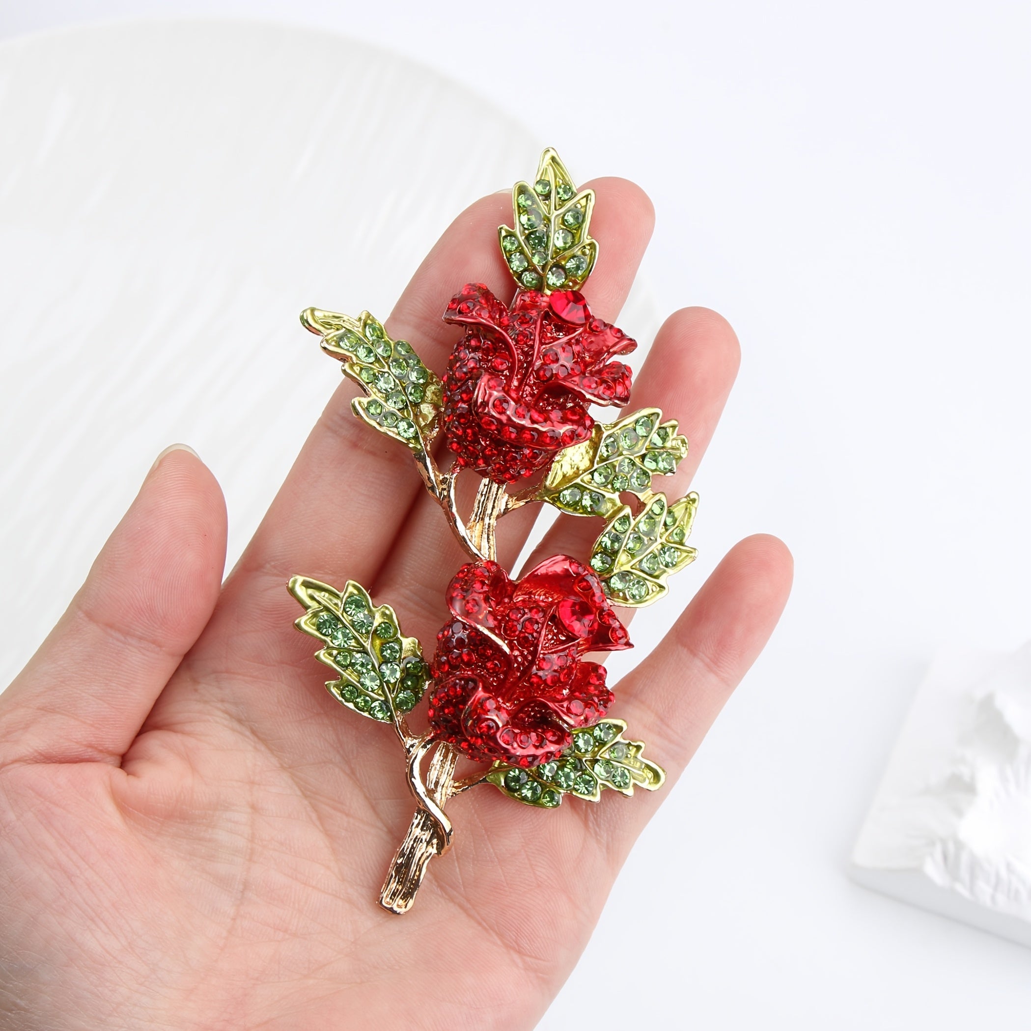 Elegant Rhinestone Rose Brooch for Dresses and Suits Gift for Valentine's Day or Christmas