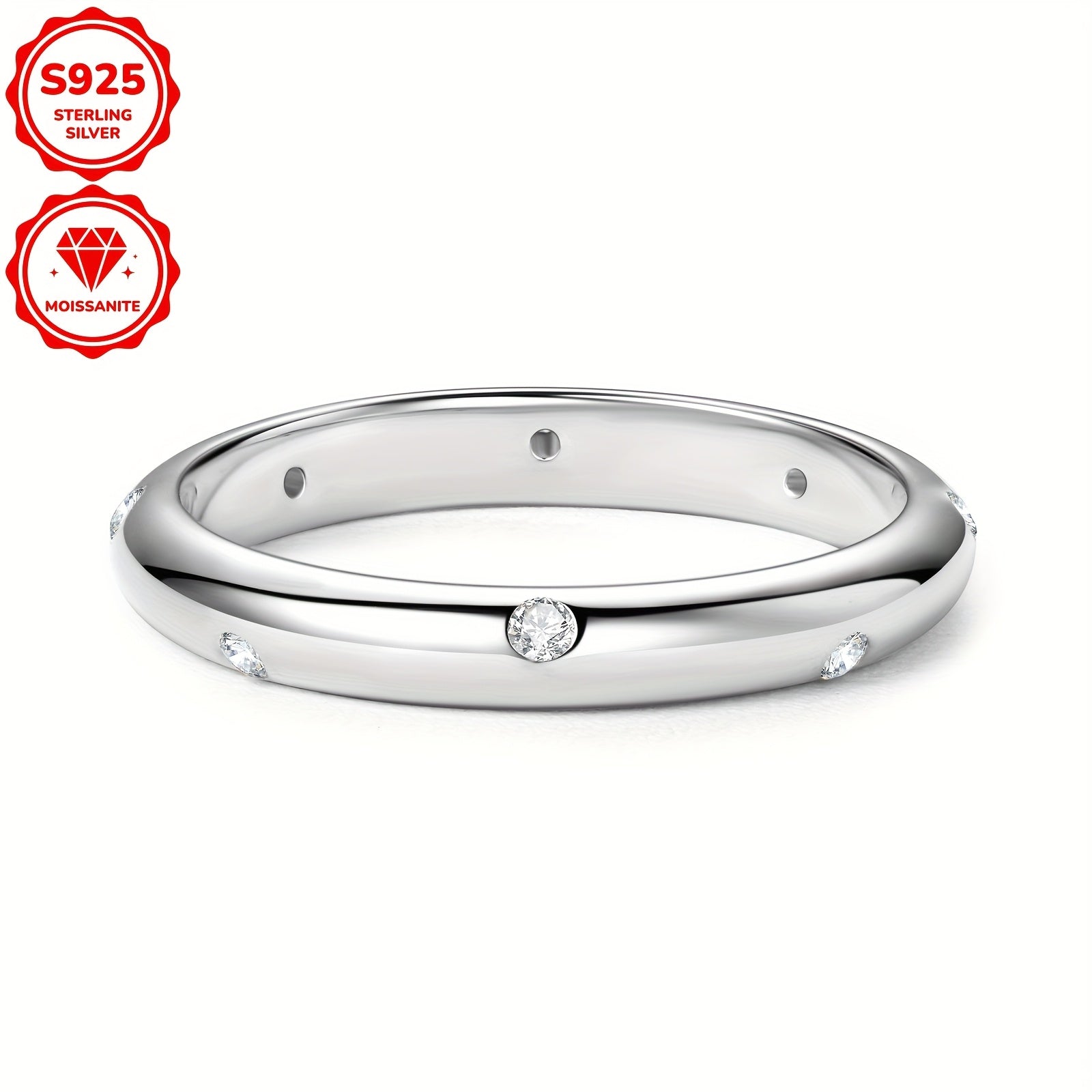 Sterling Silver Engagement Ring with Moissanite and April Birthstone 14K Gold Plated