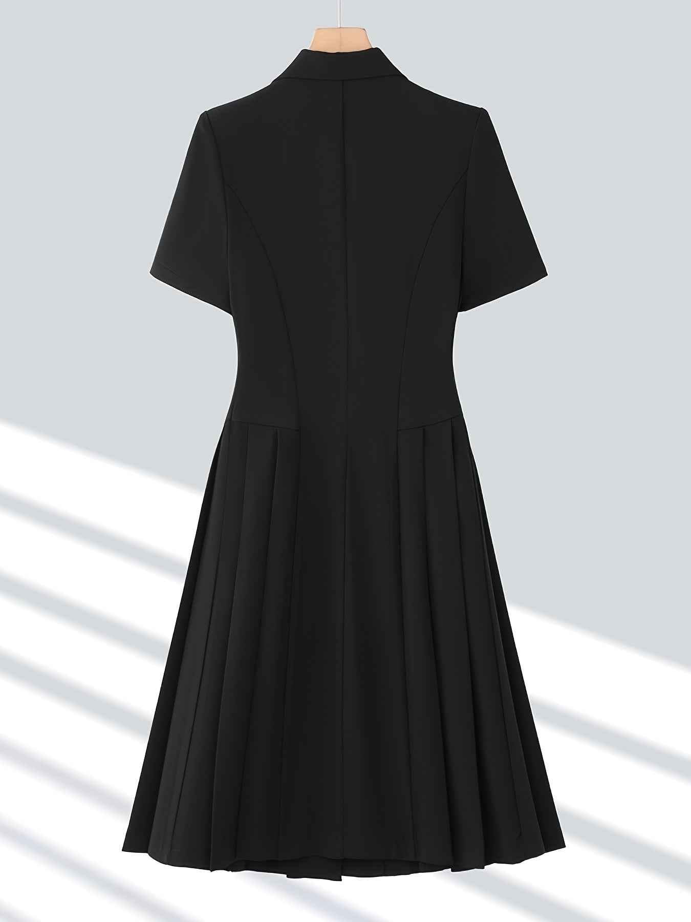 Plus Size Women's Double-Breasted Suit Dress Elegant Stylish Black