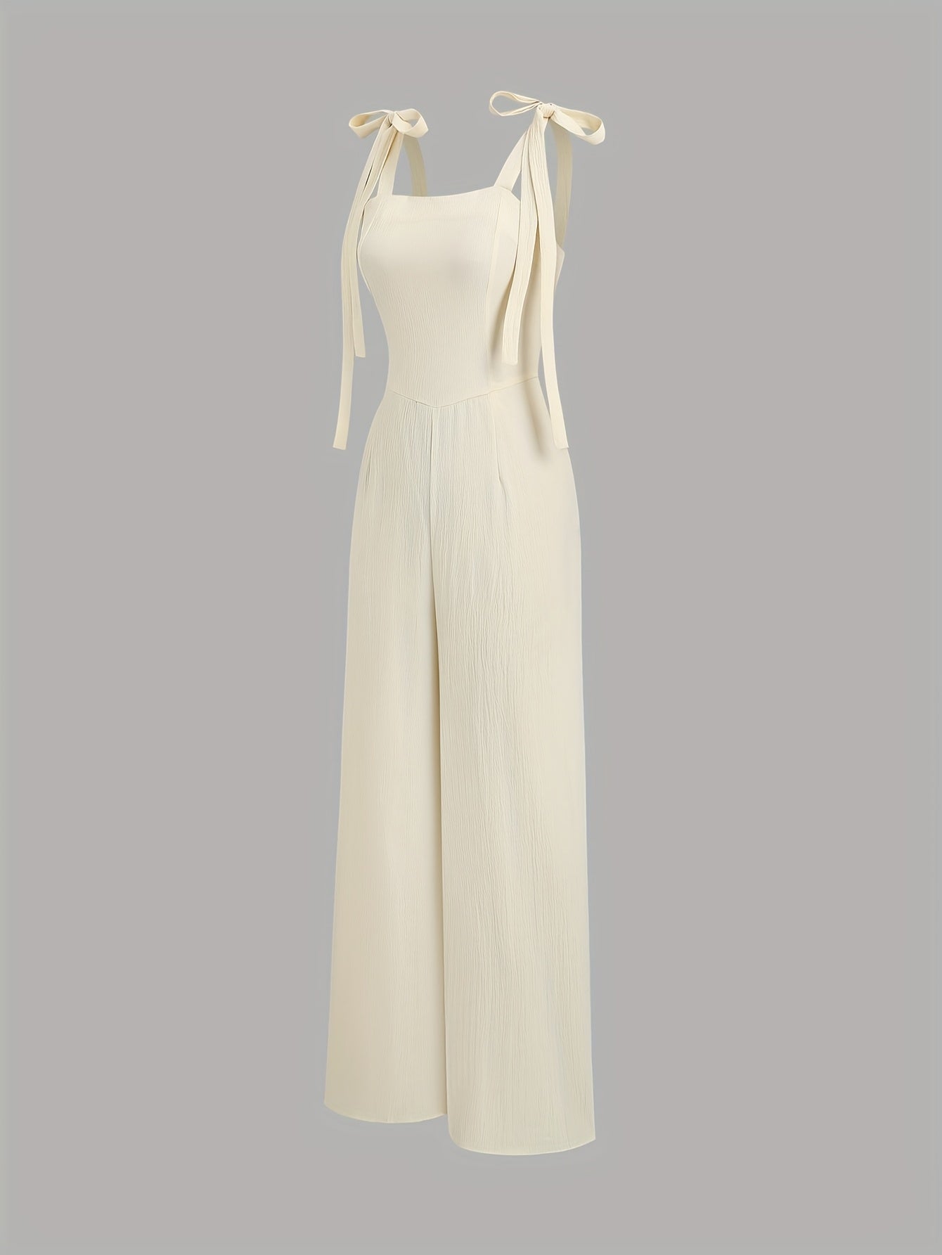 Women's Elegant Woven Polyester Jumpsuit with Lace-Up Waist and Strappy Back