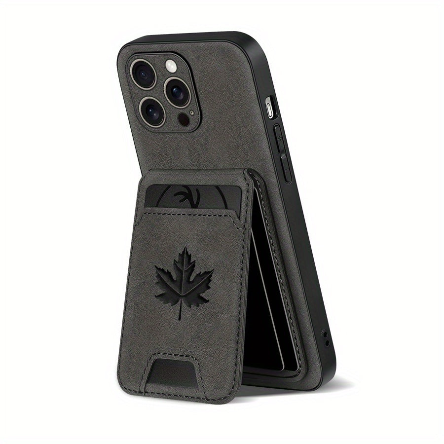 Faux Leather Wallet Phone Case for iPhone Models with Magnetic Buckle