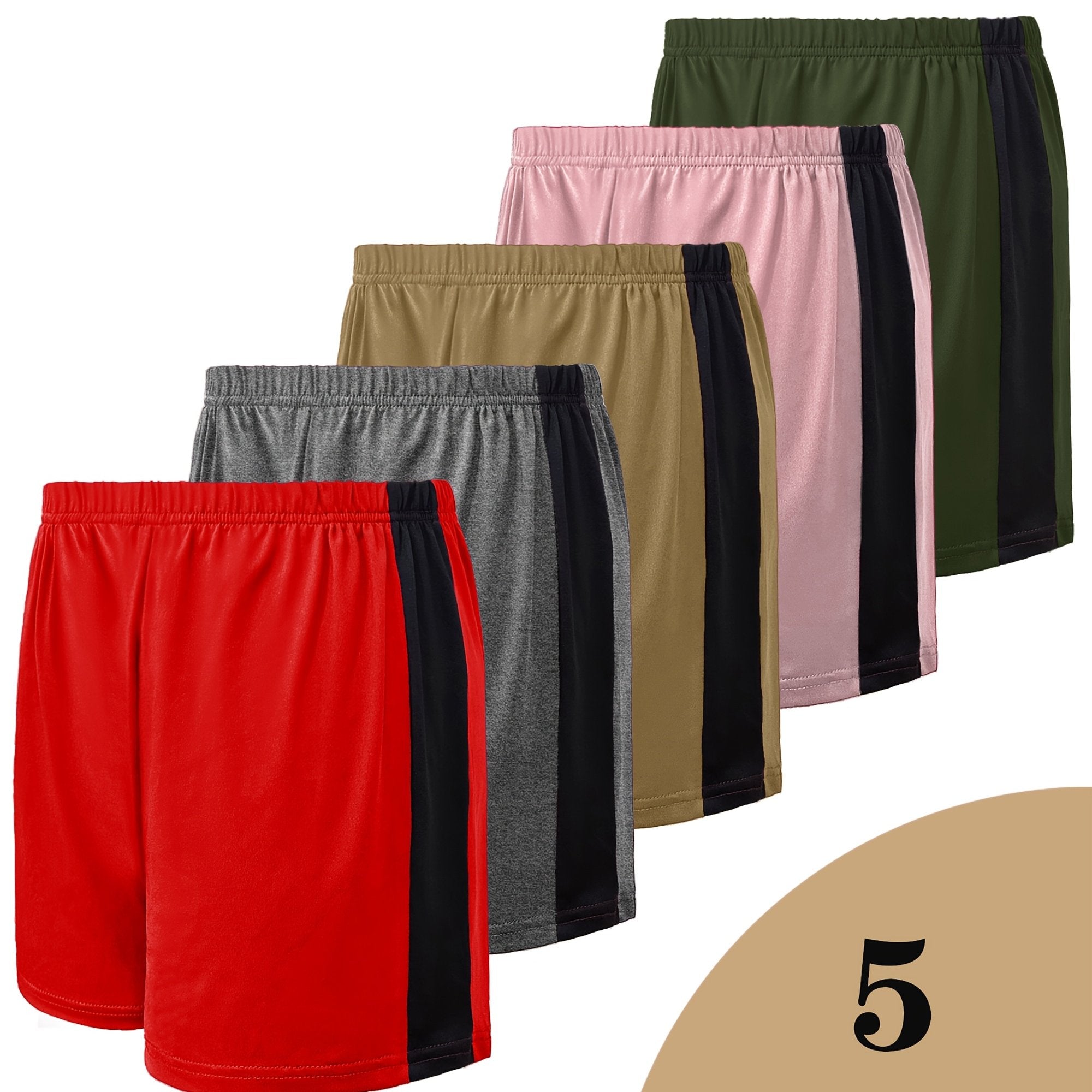 Pack de 5 pantalones cortos casuales para mujer de talla grande con cintura elástica, ligeros y transpirables para verano