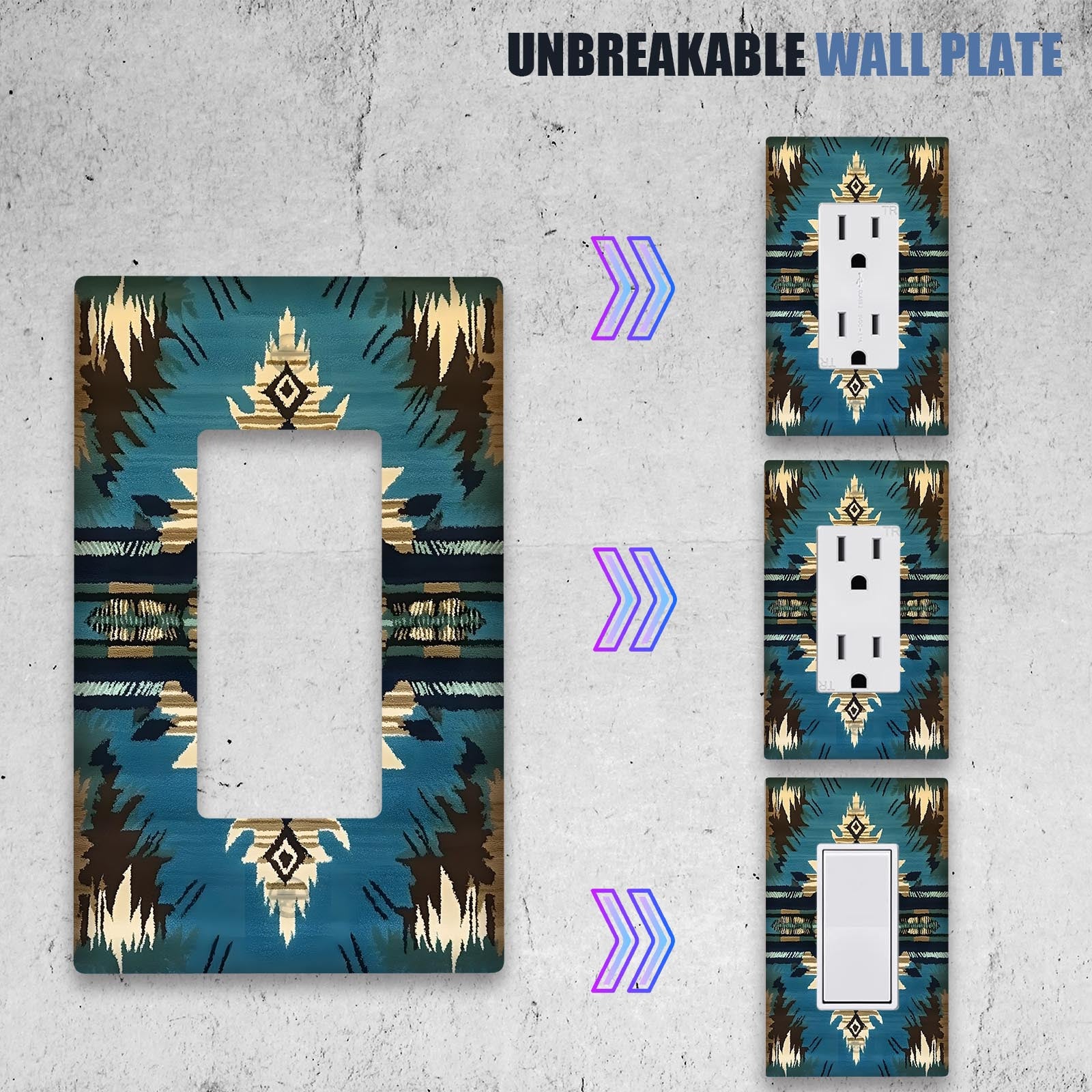 South West Native American Design Light Switch Cover No Power Needed