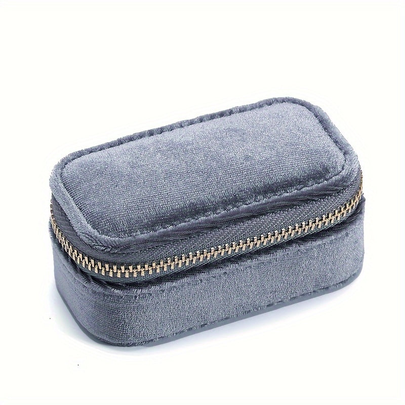 Velvet Jewelry Box Nordic Style with Zippered Closure for Earrings and Rings