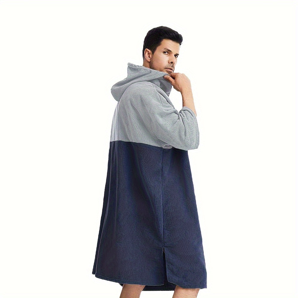 Color Blocking Hooded Changing Towel with Large Pocket for Beach and Pool