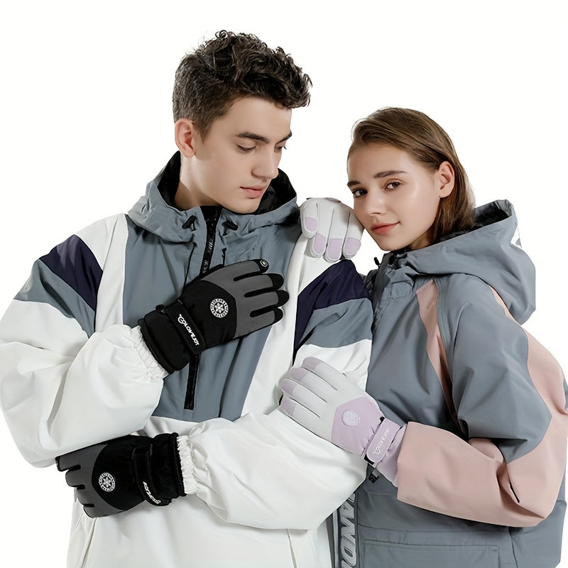 Unisex Ski Gloves Warm Touch Screen Non-Slip Adjustable Closure for Cold Weather