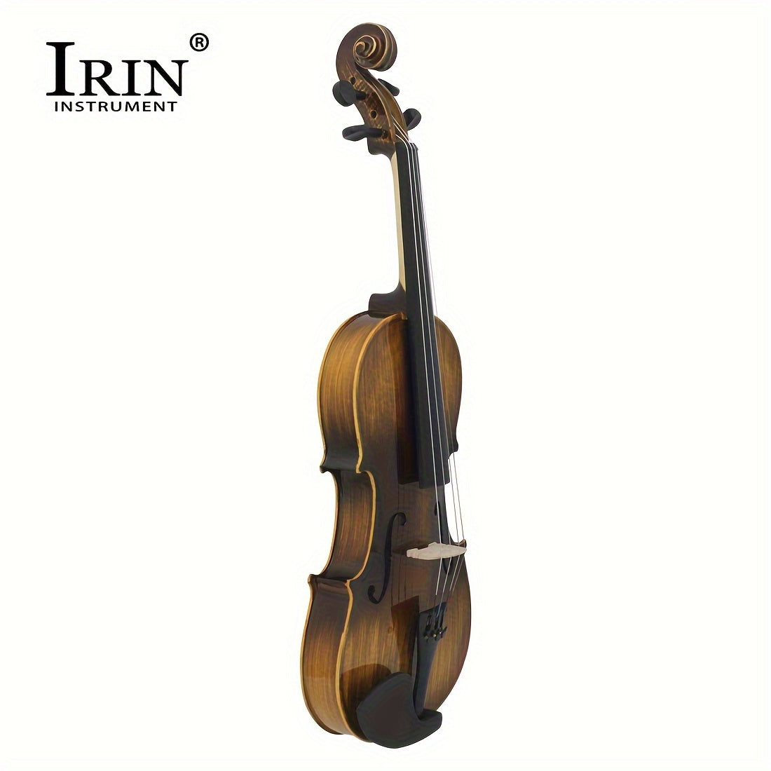 Glossy Basswood Violin with Deep Brown Finish, Precision Pegs, Lightweight Durable Design