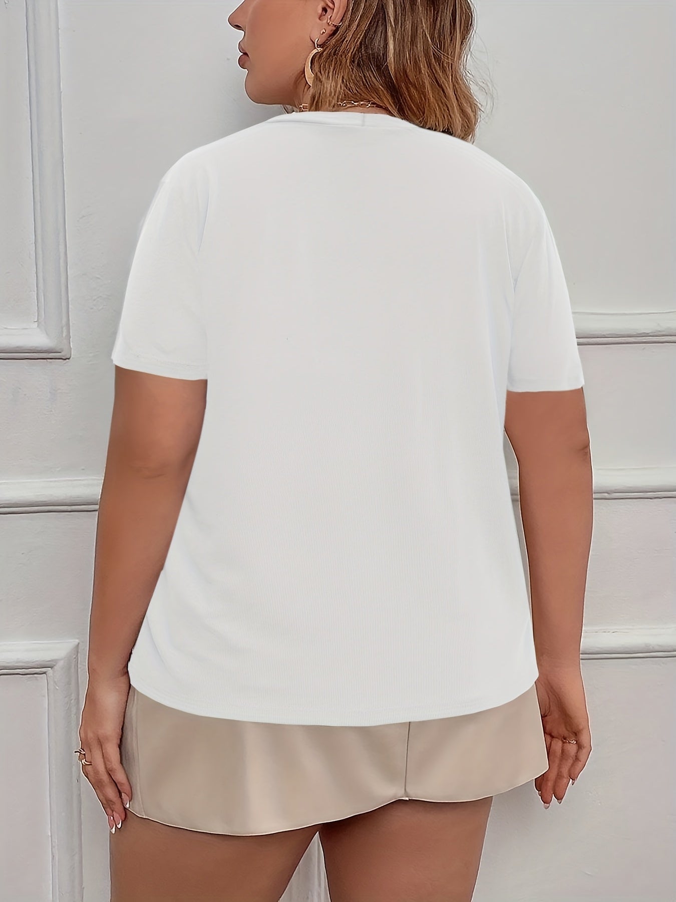 Plus Size Women's Short Sleeve Cardigan Open Front Ribbed Spring Summer