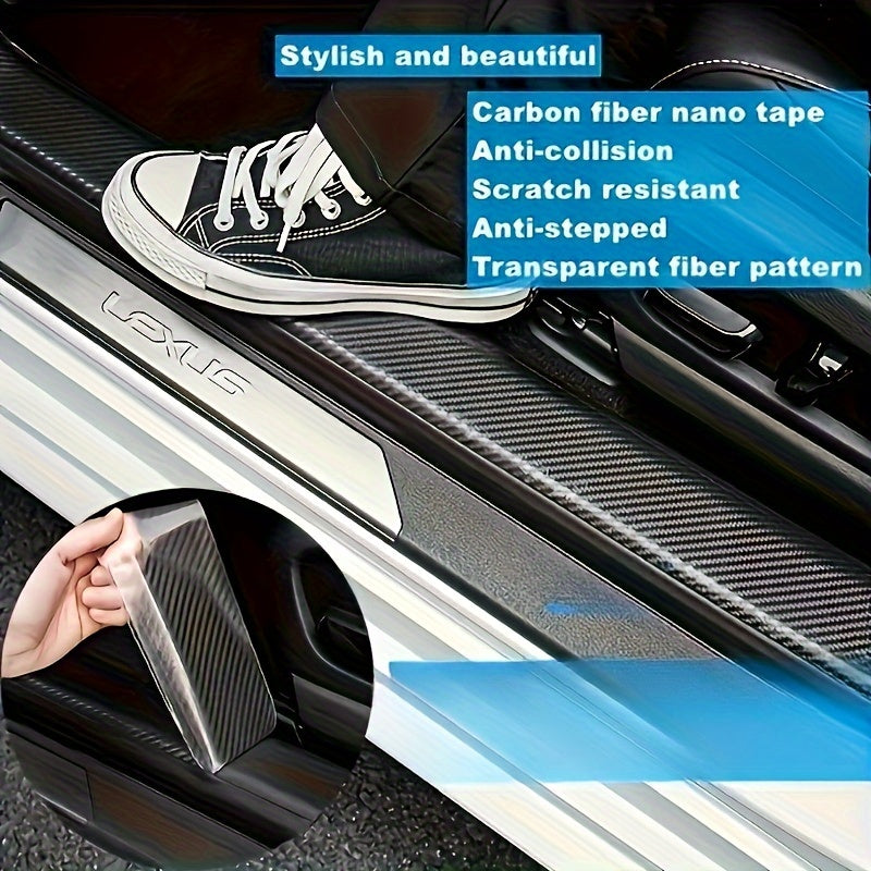 Protector de borde de puerta de coche de fibra de carbono universal con cinta anticolisión autoadhesiva