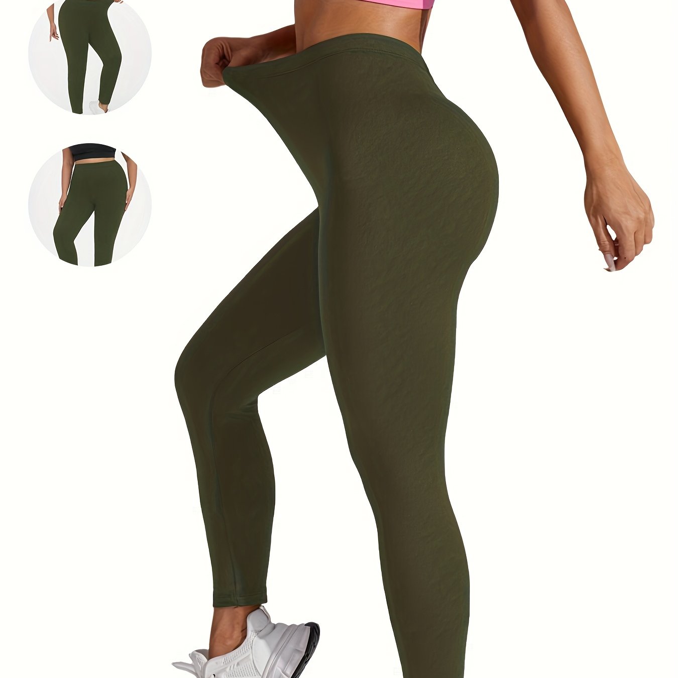 Plus Size Soft Sports Leggings for Women Workout Yoga Running Plain