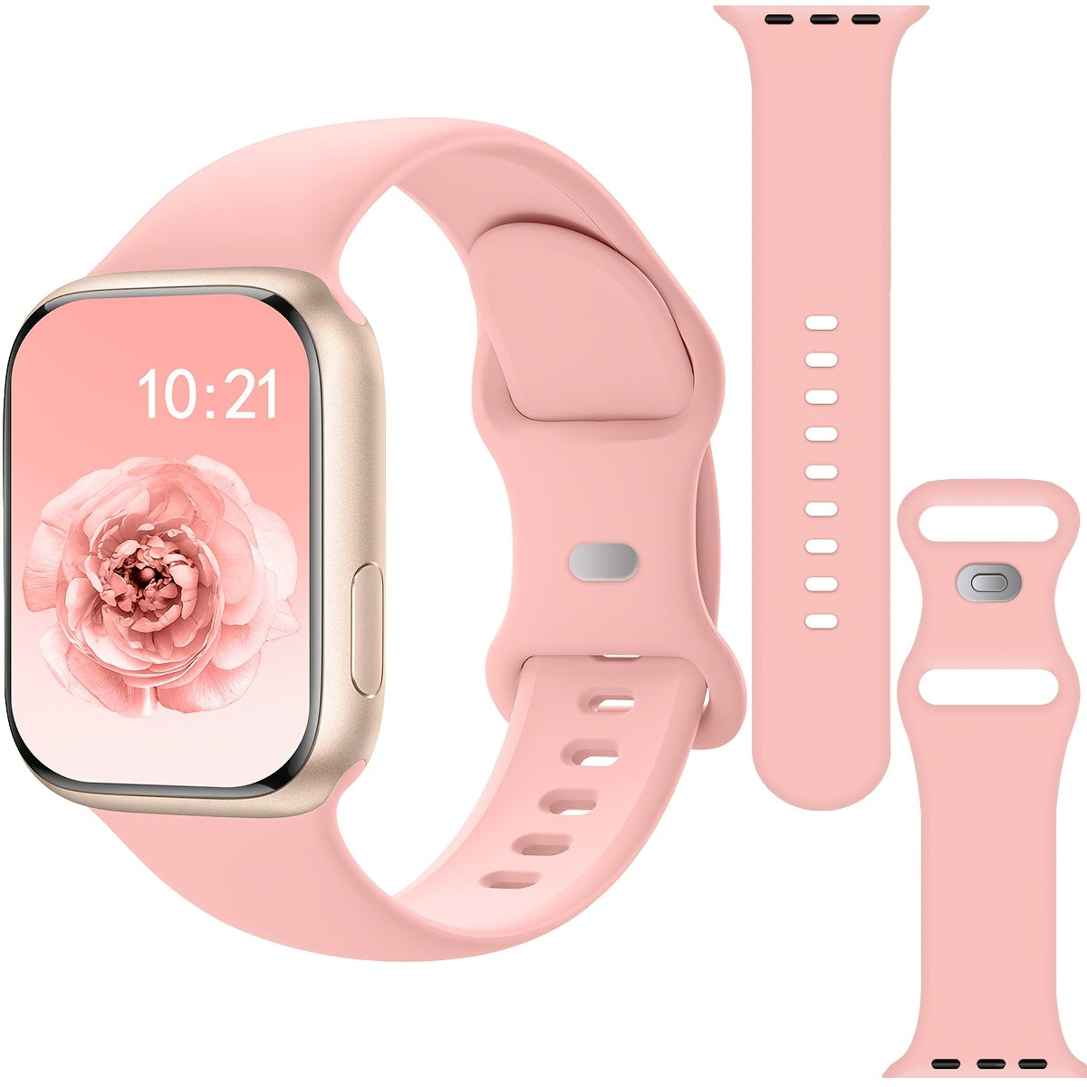 Waterproof Silicone Sport Watch Band with Floral Design for Apple Watch 38mm-49mm