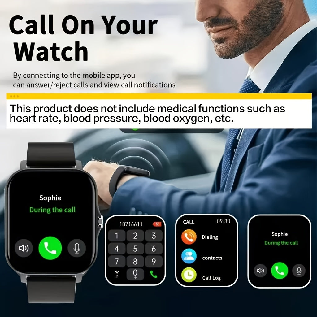 Unisex Smartwatch with Wireless Calling Messaging Pedometer Fitness Tracker Compatible with iPhone Android