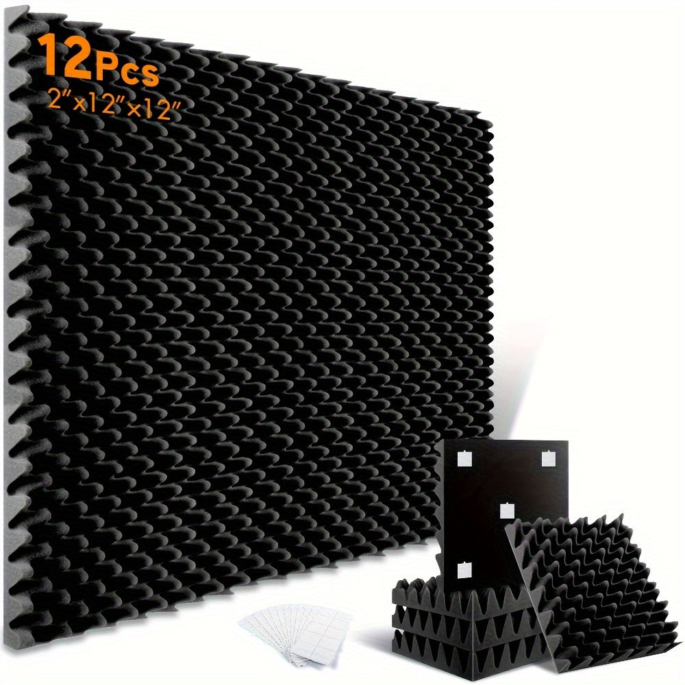 12 Pack Acoustic Foam Panels 30x30x5cm Soundproof Egg Crate Wall Sound Absorbing Sponge