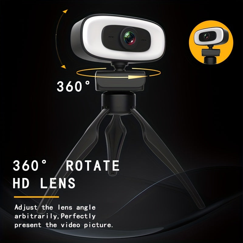 4K Ultra HD Webcam with Auto Focus Built-in Microphone and 360° Rotating Base