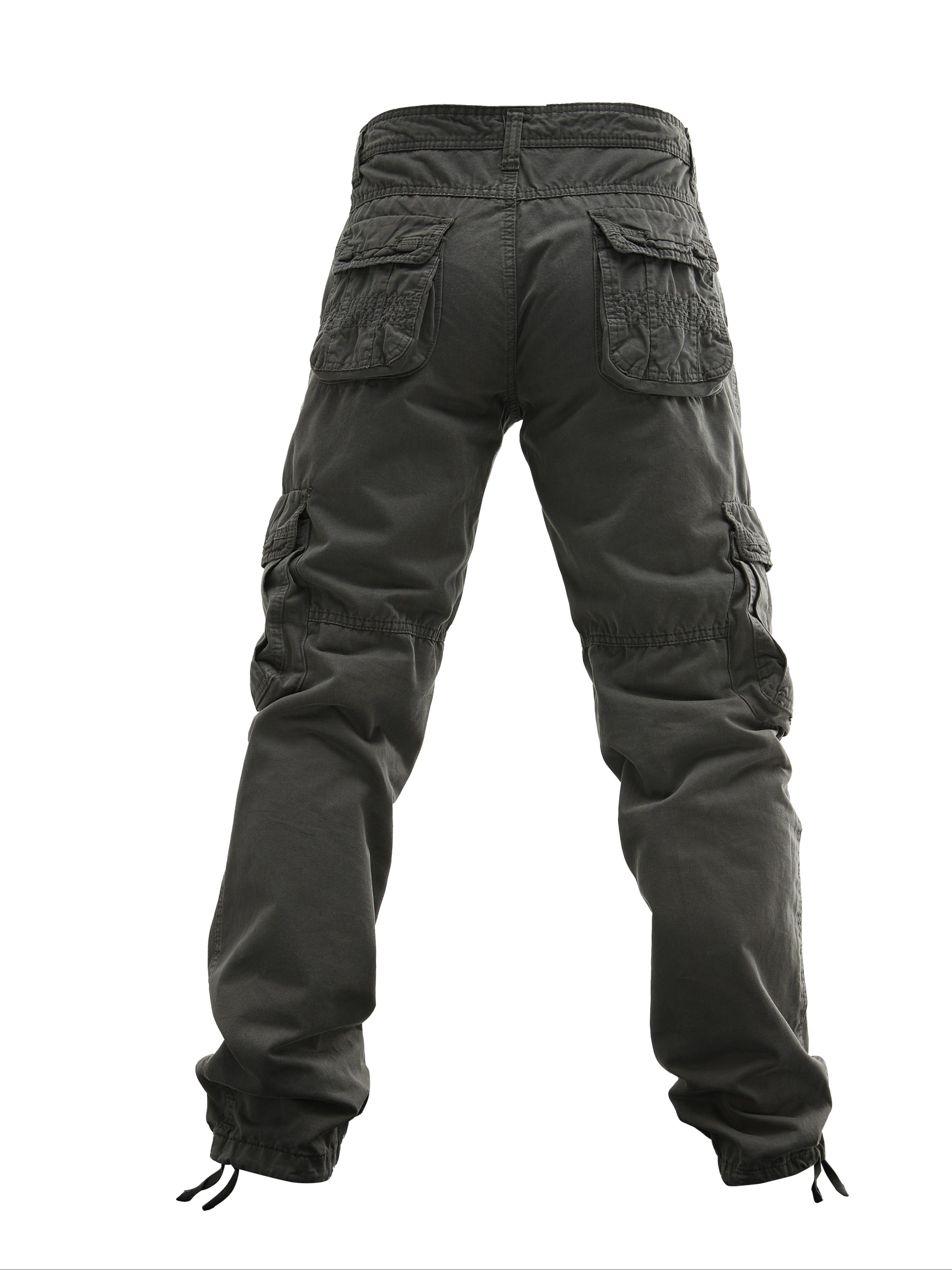 Men's Cotton Cargo Pants with Multiple Pockets Streetwear Style for Spring Autumn