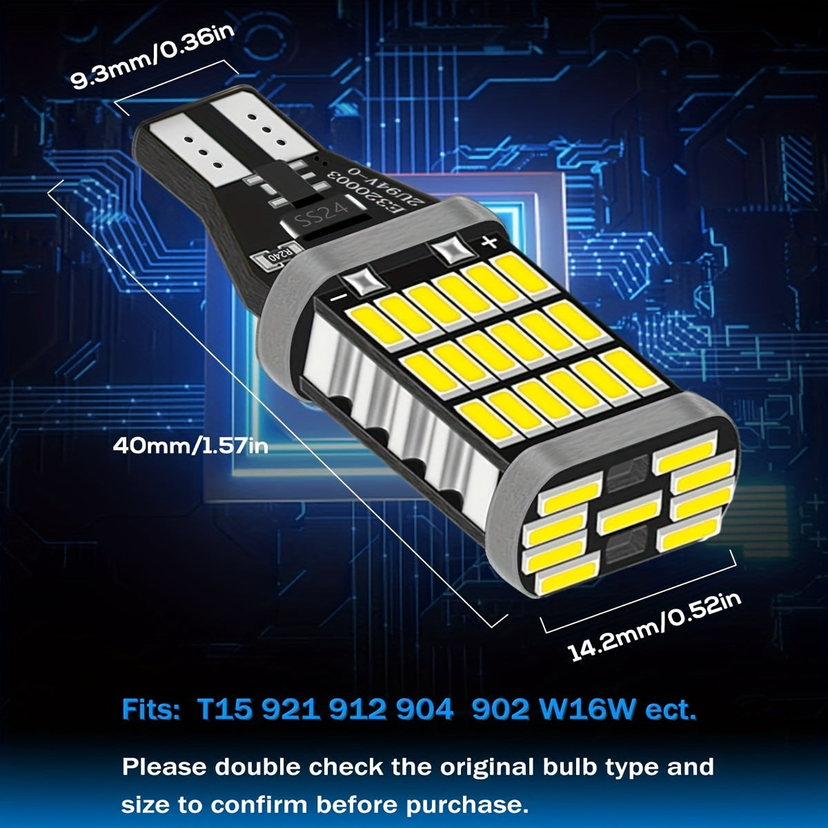 2pcs T15 W16W 921 912 LED Bulbs for Car Reversing Light White Yellow 12V