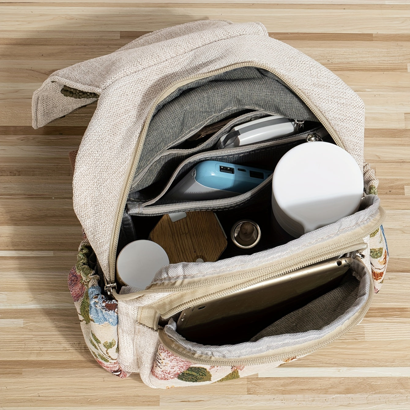 Bohem uslubidagi mato sumka, sozlanadigan kamarlar bilan, kundalik foydalanish uchun