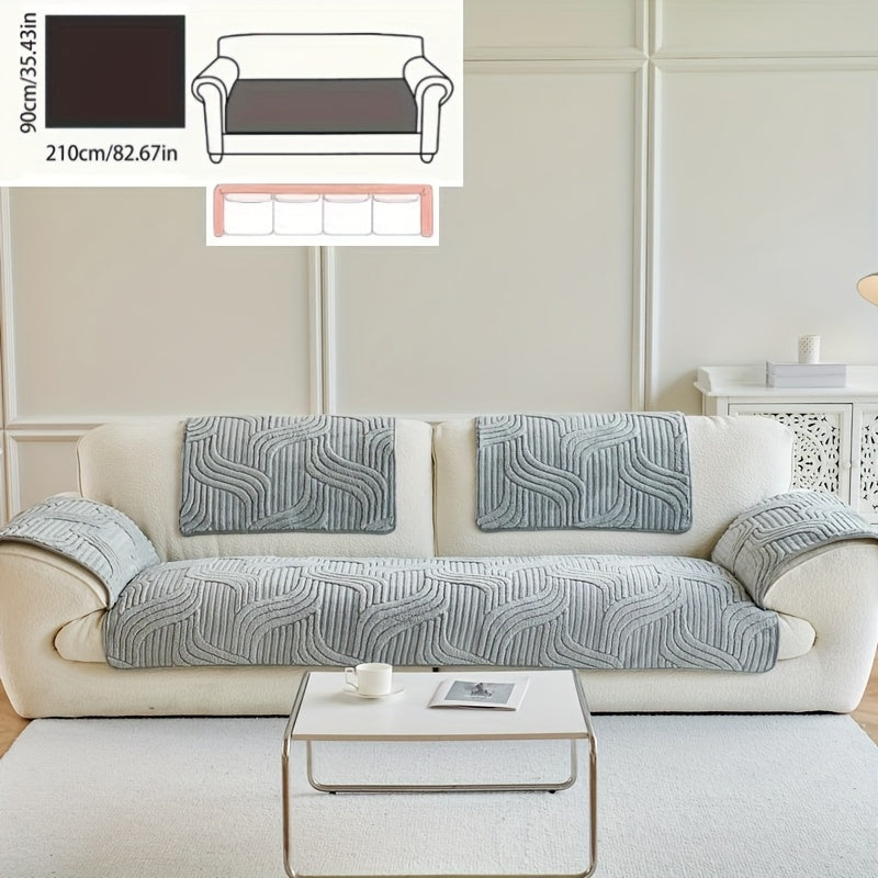 Klassik Stripe Divan qopqog'i, sirpanmaydigan, itga do'st polyester himoya, kreslo, divan, 3-4 o'rinli bo'lakli bo'lak