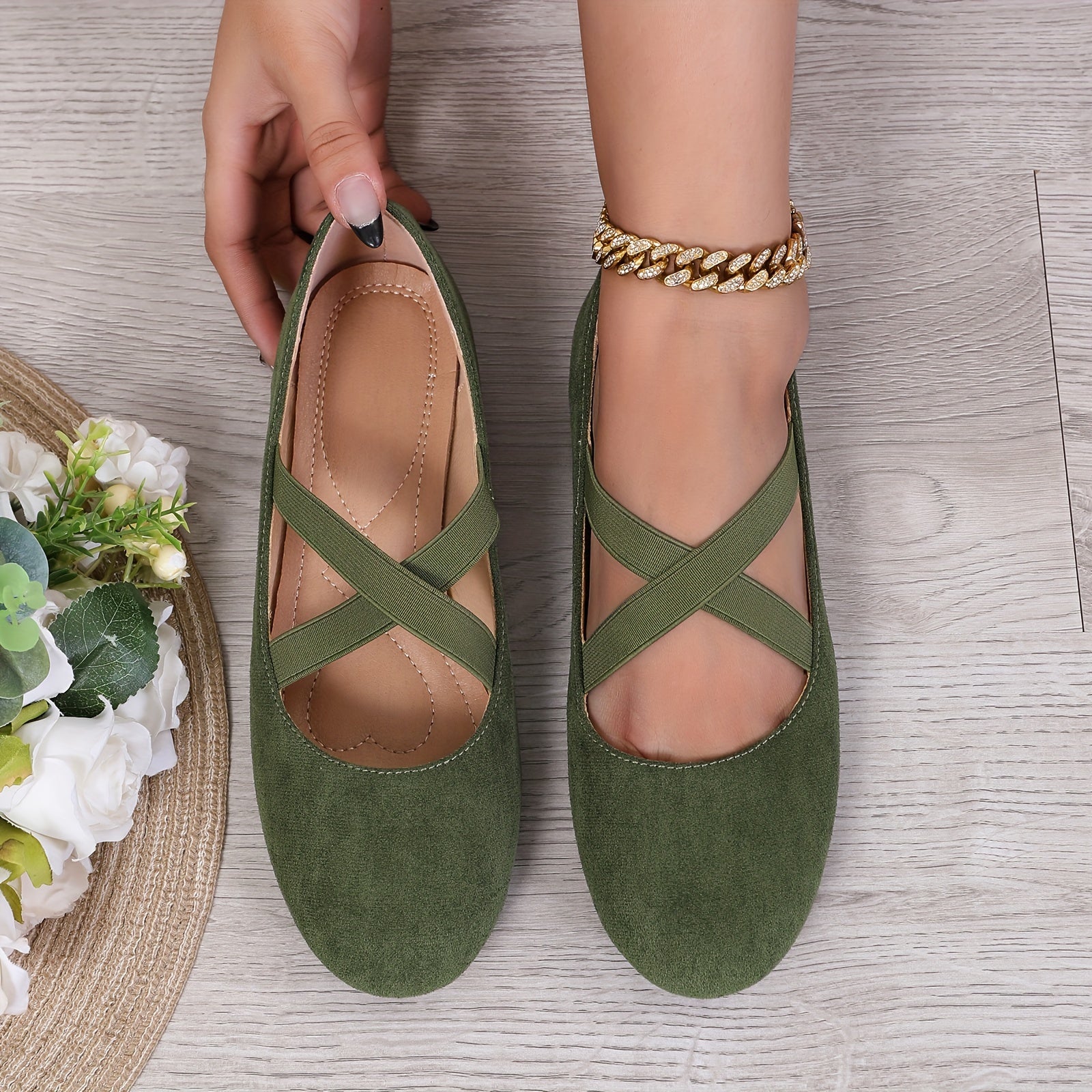 Women's Slip-On Ballet Flats, Solid Color, Soft Sole, Casual Casual Shoes