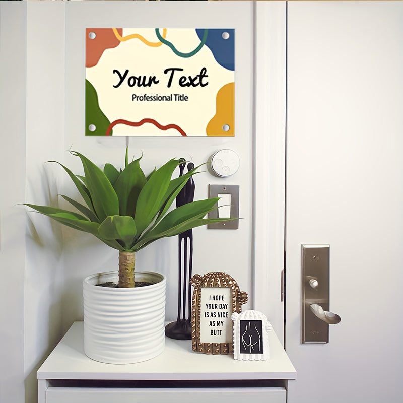 Kids Room Door Sign Custom Name Plaque Cartoon Print Nursery Decor Rust and Adzuki Shades