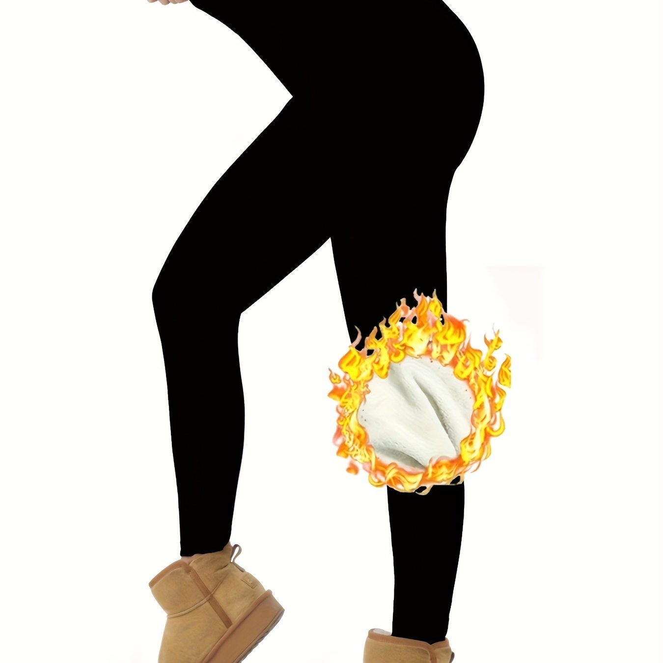 Women's High-Waist Thermal Leggings Knit Fabric Solid Color Fall Winter