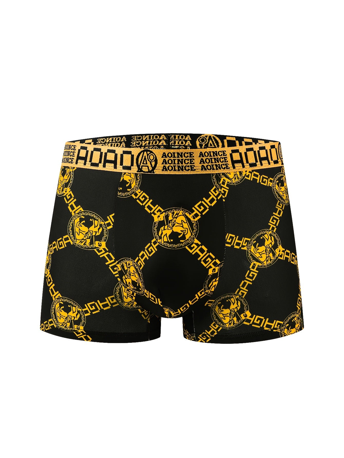 Men's Boxer Briefs Set of 3 Breathable Quick-Drying Polyester Spandex Black and Gold Chain Print