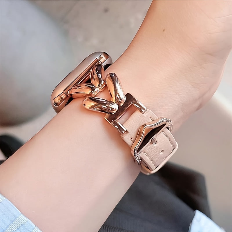 Metal Watch Strap for Apple Watch Series 7/6/5/4 with Rose Gold Finish Stainless Steel Buckle