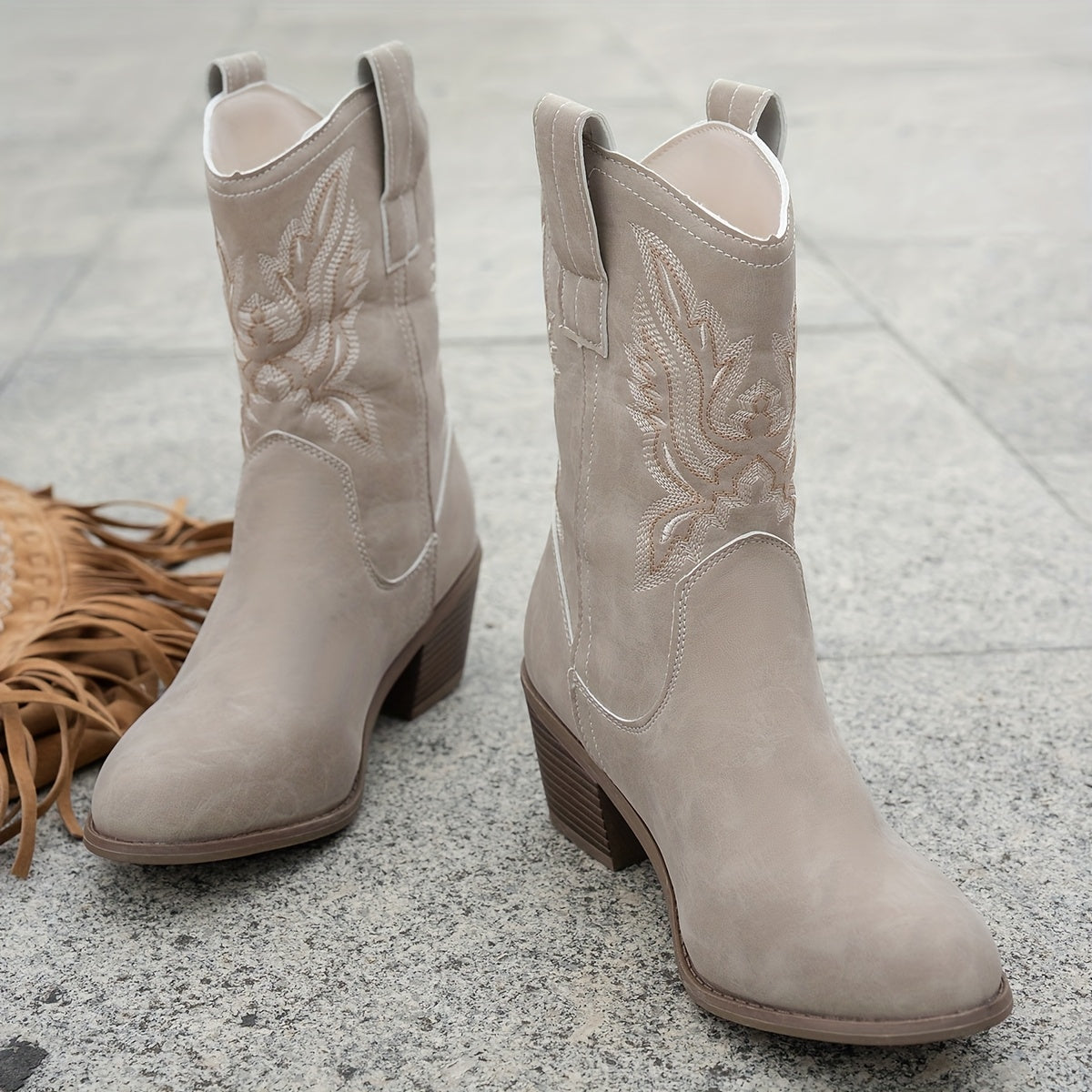 Женские сапоги из искусственной кожи в стиле вестерн с ковбойским дизайном и узором облаков