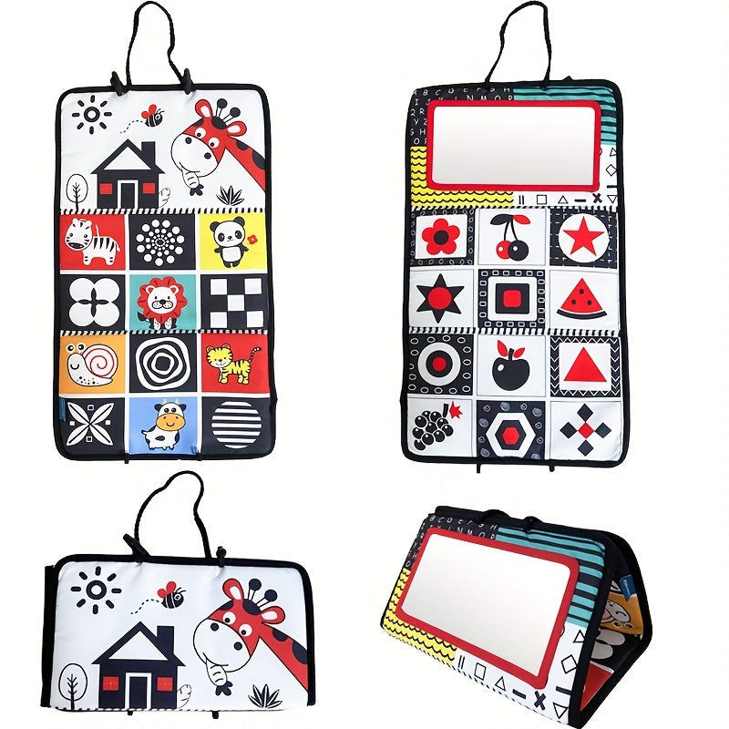 Baby Tummy Time Play Mat Colorful Cloth Crinkle Sounds Brain-Boosting Red Black